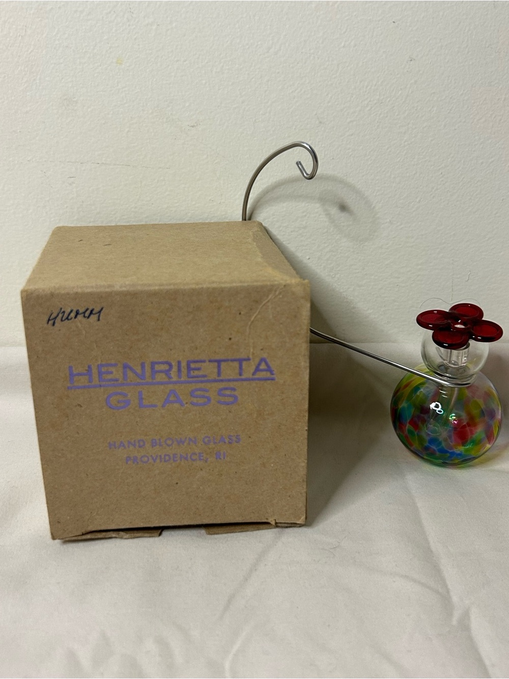 Henrietta Glass Hand Blown Glass Droplet Hummingbird Feeder